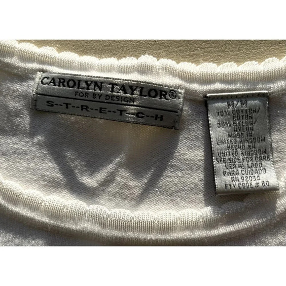 Carolyn Taylor Cotton Blend Stretch White Tee M - Picture 4 of 4